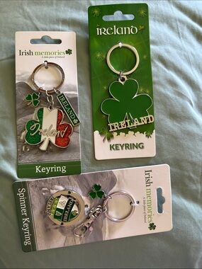 Ireland Shamrock Keyring Trio - Green/White/Red Accents purchased in Dublin